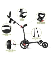 Costway Foldable 3 Wheel Golf Pull Push Cart Trolley