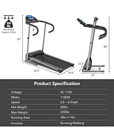 Costway 1100W Folding Treadmill Electric Support Motorized Power