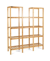 Costway Multifunctional Bamboo Shelf Flower Plant Stand Display Storage Rack Unit Closet