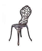 Costway Outdoor Patio Furniture leaf Design Cast Aluminum Bistro Set Antique Copper