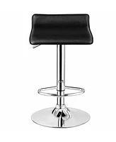 Costway Set of 2 Swivel Bar Stool Pu Leather Adjustable Bar Chair
