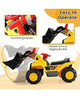 Costway Kids Toddler Ride On Excavator Digger Truck Scooter w/ Sound & Seat Storage Toy