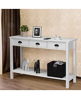 Costway 47" Console Table Hall Table Side Desk Accent Table Drawers Shelf Entryway