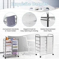Costway 15 Drawer Rolling Storage Cart Tools Scrapbook Cosmetics Paper Organizer