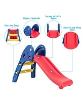 Costway 2 Step Children Folding Slide Plastic Fun Toy Up-down Suitable for Kids