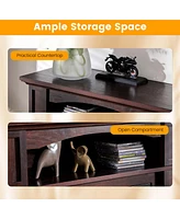 32" 1400W Electric Fireplace Mantel Tv Stand Space Heater W/ Shelf