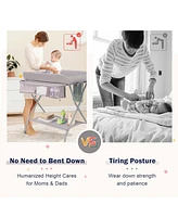 Costway Baby Changing Table Folding Diaper Changing Station w/ Safety Belt & Wheels