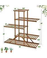 Costway Bamboo Plant Stand 5 tier 10 Potted Plant Shelf Display Holder