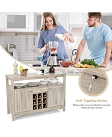 Costway Kitchen Buffet Sideboard with Wine Rack Free Standing Storage Cabinet