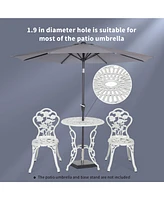 3PCS Cast Aluminum Patio Bistro Furniture Set Rose Design Outdoor