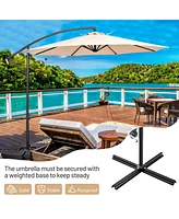 Costway 10 Ft Patio Offset Umbrella w/8 Ribs Cross Base Tilt