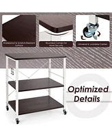 3-Tier Kitchen Baker's Rack Microwave Oven Storage Cart w/ Hooks