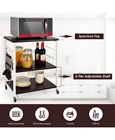 3-Tier Kitchen Baker's Rack Microwave Oven Storage Cart w/ Hooks