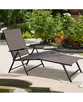 Costway 2PCS Pool Chaise Lounge Chair Recliner Outdoor Patio Furniture Adjustable New