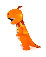 Costway 8FT Halloween Inflatable Pumpkin Head Dinosaur Blow Up with Led Lights