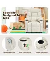 Kids Youth Recliner Chair Pu Leather w/Cup Holders & Side Pockets