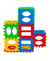 Costway 32 Pieces Big Waffle Block Set Kids Educational Stacking Building Toy