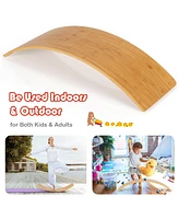 Costway Wooden Wobble Balance Board 35.5" Rocker Yoga Curvy Board Toy Kids Adult