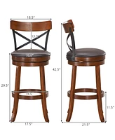 Costway Set of 2 Bar Stools Swivel 29.5'' Dining Bar Chairs