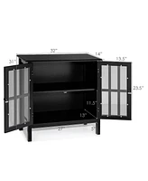 Costway Storage Buffet Cabinet Glass Door Sideboard Console Table Server