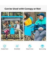 Costway Portable Folding Camping Canopy Chairs w/ Cup Holder Cooler