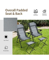 4PCS Patio Folding Dining Chair Ottoman Set Recliner Adjustable