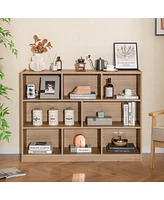 8 Cube 3-Tier Open Wooden Bookshelf Toy Storage Organizer with Anti-toppling Kits