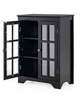 Costway Bathroom Floor Cabinet Display Storage with Adjustable Shelves