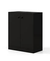 2-Door Storage Cabinet Freestanding Organizer with 3-Tier Shelf Entryway