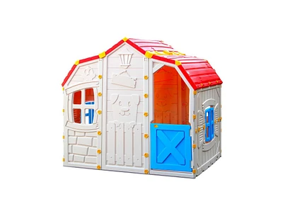 Slickblue Cottage Kids Playhouse with Openable Windows and Working Door