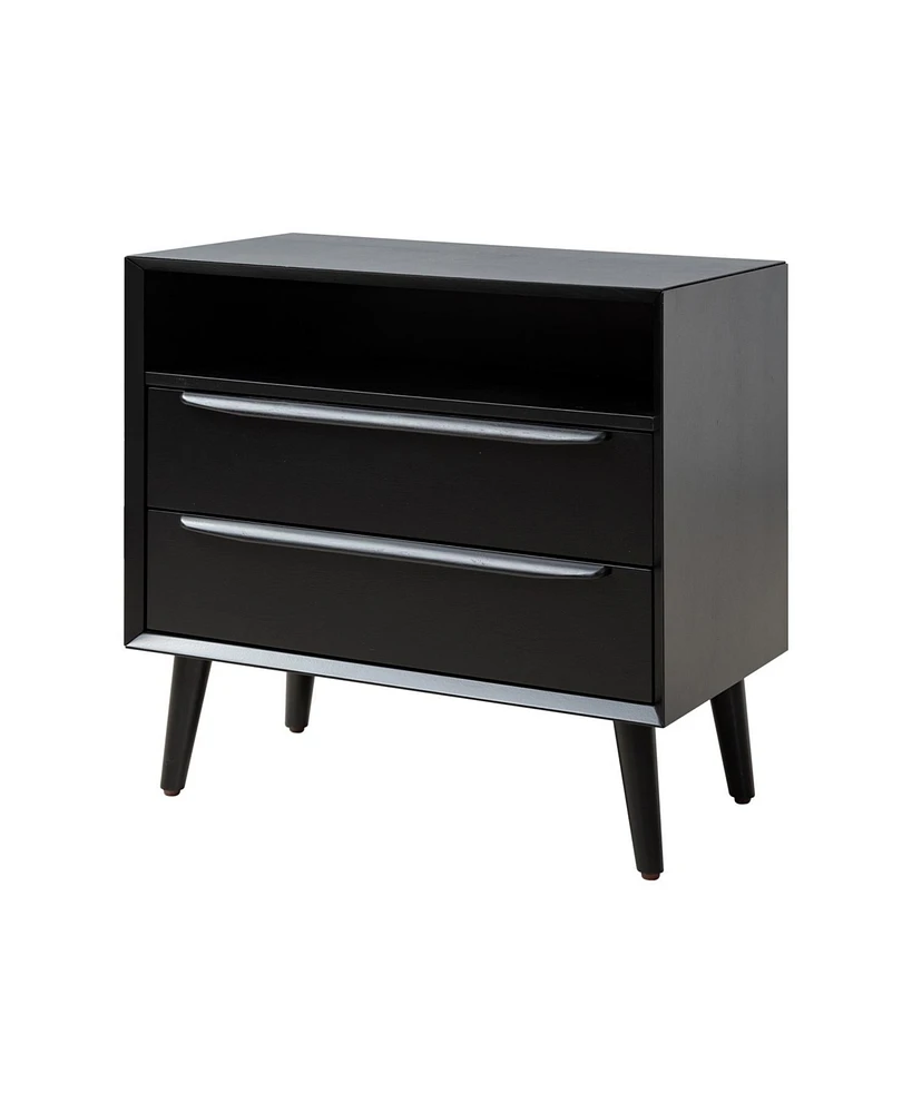 Hulala Home Kay Mid-century Modern 2 - Drawer Nightstand with Built-In Outlets