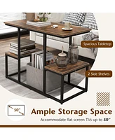 Costway Rustic Tv Console Table for 50" TVs Industrial Sofa Table with Open Storage Shelves