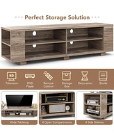Costway 59" Wood Tv Stand Console Storage Entertainment Media Center with Shelf