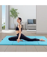Costway 10' x 4' 2" 4-Panel Folding Exercise Mat with Carrying Handles for Gym Yoga Black