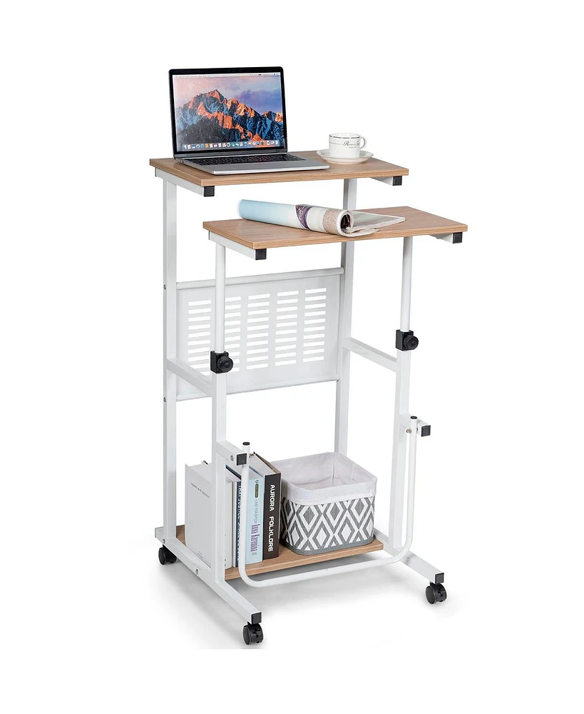 Costway Height Adjustable Computer Standing Desk w/wheels & Footrest