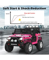 Costway 12V Kids Ride On Truck Remote Control Electric Car with Lights&Music