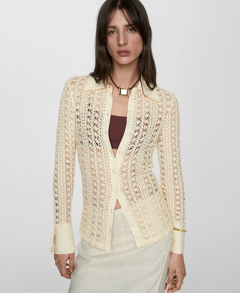 Mango Women's Regular Crochet Shirt