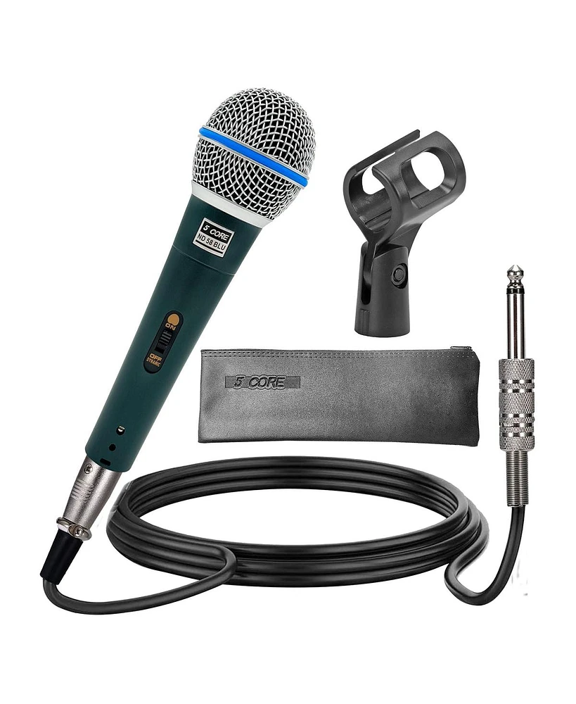 5 Core Handheld Microphone For Singing • Dynamic Neodymium Cardioid Unidirectional Vocal Metal Mic Nd 58 Blu