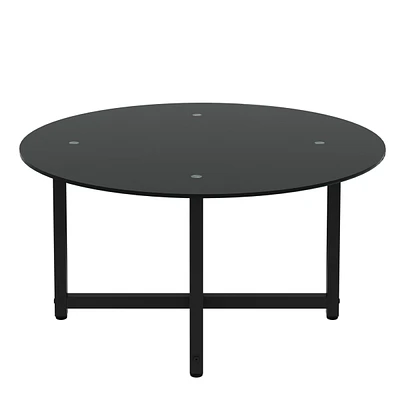 Simplie Fun 35.5 Round Whole Coffee Table, Clear Coffee Table, Modern Side Center Tables