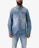 True Religion Men's Long Sleeve Western Denim Shirt