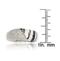 Suzy Levian New York Sterling Silver Cubic Zirconia Pave Snow Tiger "Wild Side" Ring