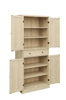 4 Door Cabinet With 1 Drawer, With 4 Adjustable Inner Shelves, Storage Cabinet