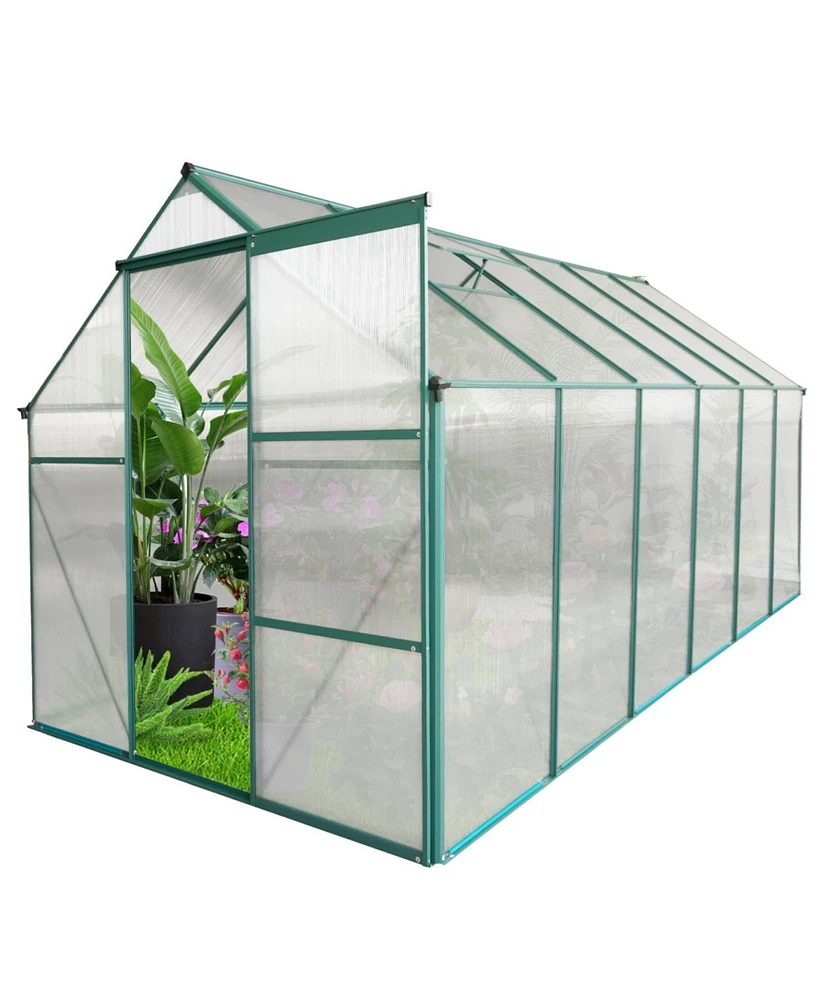 Streamdale Furniture Aluminum Polycarbonate Greenhouse with Raised Base