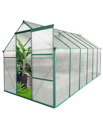 Simplie Fun Aluminum Polycarbonate Greenhouse with Raised Base