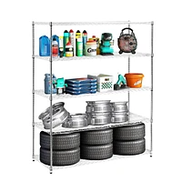 Streamdale Furniture Heavy-Duty Adjustable Chrome Shelving, 5 Tiers, 200 lb. Capacity