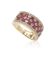 Suzy Levian Rose Sterling Silver Red and White Cubic Zirconia Ring