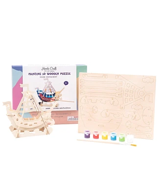 Flash Popup Diy 3D Wooden Puzzle with Paint Kit: Swing Boat