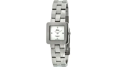 Swiss Edition Women's Silver Luxury Small Square Link Bracelet White Dial Watch