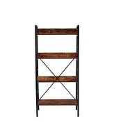 Streamdale Furniture 4 Layer Display Bookshelf H Ladder Shelf Storage Shelves Rack Shelf Unit Metal Frame, Tigg