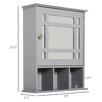 Gray Wall Mounted Medicine Cabinet with Mirror